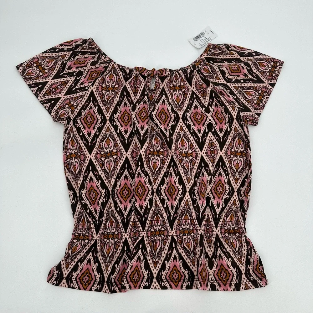 3/$15 Childrens Place Top Peplum Short Slv Tee Girls L 10/12 Kids Multicolor NWT